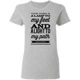 Bible Verse Ladies' 5.3 oz. T-Shirt - "Psalm 119:105" Design 15 (Black Font) - Meditate Healing Christian Store