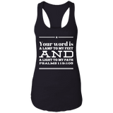 Bible Verse Ladies Ideal Racerback Tank - "Psalm 119:105" Design 10 (White Font) - Meditate Healing Christian Store