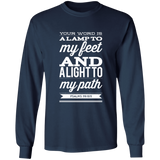 Bible Verse Long Shirt Ultra Cotton T-Shirt - "Psalm 119:105" Design 15 (White Font) - Meditate Healing Christian Store