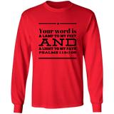 Bible Verse Long Sleeve  Ultra Cotton T-Shirt - "Psalm 119:105" Design 10 (Black Font) - Meditate Healing Christian Store