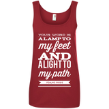 Bible Verses Ladies' 100% Ringspun Cotton Tank Top - "Psalm 119:105" Design 15 (White Font) - Meditate Healing Christian Store