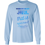 Bible Verse Ladies' Cotton Long Sleeve T-Shirt - Lead Me To The Rock That Is Higher Than I ~Psalms 61:2~ Design 18