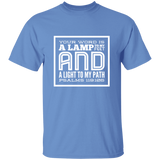 Bible Verse Men 5.3 oz. T-Shirt - "Psalm 119:105" Design 12 (White Font) - Meditate Healing Christian Store