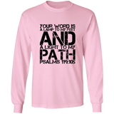 Bible Verse Long Sleeve  Ultra Cotton T-Shirt - "Psalm 119:105" Design 7 (Black Font) - Meditate Healing Christian Store