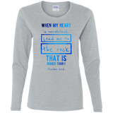 Bible Verse Ladies' Cotton Long Sleeve T-Shirt - "Psalms 61:2" Design 5 - Meditate Healing Christian Store