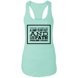 Bible Verses Ladies Ideal Racerback Tank - "Psalm 119:105" Design 13 (Black Font) - Meditate Healing Christian Store