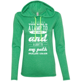 Bible Verse Ladies' Long Sleeve T-Shirt Hoodie - "Psalm 119:105" Design 17 (White Font) - Meditate Healing Christian Store