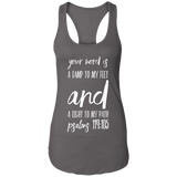 Bible Verse Ladies Ideal Racerback Tank - "Psalm 119:105" Design 9 (White Font) - Meditate Healing Christian Store