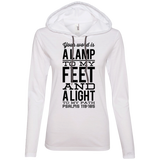 Bible Verse Ladies' Long Sleeve T-Shirt Hoodie - "Psalm 119:105" Design 4 (Black Font) - Meditate Healing Christian Store