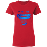 Bible Verses Ladies' 5.3 oz. T-Shirt - "Psalm 61:2" Design 13 - Meditate Healing Christian Store