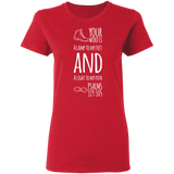 Bible Verse Ladies' 5.3 oz. T-Shirt - "Psalm 119:105" Design 20 (White Font) - Meditate Healing Christian Store