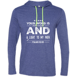 Bible Verse Men Long Sleeve T-Shirt Hoodie - "Psalm 119:105" Design 16 (White Font) - Meditate Healing Christian Store