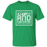 Bible Verse Men 5.3 oz. T-Shirt - "Psalm 119:105" Design 12 (White Font) - Meditate Healing Christian Store