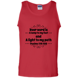 Bible Verse Men 100% Cotton Tank Top - "Psalm 119:105" Design 1 (Black Font) - Meditate Healing Christian Store