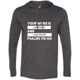Bible Verse Men Long Sleeve T-Shirt Hoodie - "Psalm 119:105" Design 21 (White Font) - Meditate Healing Christian Store