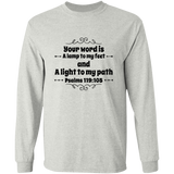 Bible Verse Long Sleeve  Ultra Cotton T-Shirt - "Psalm 119:105" Design 1 (Black Font) - Meditate Healing Christian Store