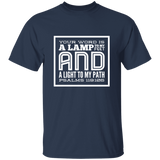 Bible Verse Men 5.3 oz. T-Shirt - "Psalm 119:105" Design 12 (White Font) - Meditate Healing Christian Store