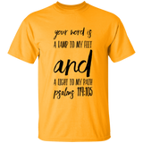 Bible Verse Men 5.3 oz. T-Shirt - "Psalm 119:105" Design 9 (Black Font) - Meditate Healing Christian Store