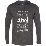 Bible Verse Men Long Sleeve T-Shirt Hoodie - "Psalm 119:105" Design 18 (White Font) - Meditate Healing Christian Store