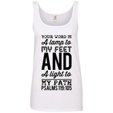 Bible Verses Ladies' 100% Ringspun Cotton Tank Top - "Psalm 119:105" Design 3 (Black Font) - Meditate Healing Christian Store
