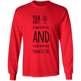Bible Verse Long Sleeve  Ultra Cotton T-Shirt - "Psalm 119:105" Design 19 (Black Font) - Meditate Healing Christian Store