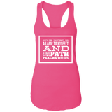 Bible Verse Ladies Ideal Racerback Tank - "Psalm 119:105" Design 13 (White Font) - Meditate Healing Christian Store