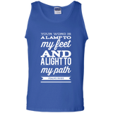 Bible Verse Men 100% Cotton Tank Top - "Psalm 119:105" Design 15 (White Font) - Meditate Healing Christian Store
