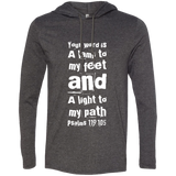 Bible Verse Men Long Sleeve T-Shirt Hoodie - "Psalm 119:105" Design 6 (White Font) - Meditate Healing Christian Store