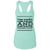 Bible Verses Ladies Ideal Racerback Tank - "Psalm 119:105" Design 10 (Black Font) - Meditate Healing Christian Store