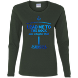 Bible Verse Ladies' Cotton Long Sleeve T-Shirt - "Psalm 61:2" Design 1 - Meditate Healing Christian Store