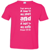 Bible Verse Toddler Jersey T-Shirt - "Psalm 119:105" Design 6 (White Font) - Meditate Healing Christian Store