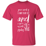 Bible Verse Men 5.3 oz. T-Shirt - "Psalm 119:105" Design 18 (White Font) - Meditate Healing Christian Store