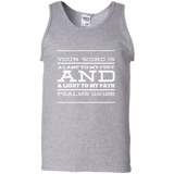 Bible Verse Men 100% Cotton Tank Top - "Psalm 119:105" Design 11 (White Font) - Meditate Healing Christian Store