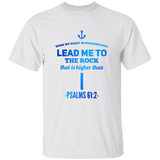 Bible Verse Men 5.3 oz. T-Shirt - "Psalm 61:2" Design 1 - Meditate Healing Christian Store