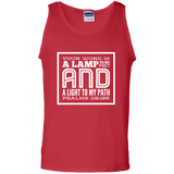 Bible Verse Men 100% Cotton Tank Top - "Psalm 119:105" Design 12 (White Font) - Meditate Healing Christian Store