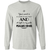 Bible Verse Long Sleeve  Ultra Cotton T-Shirt - "Psalm 119:105" Design 5 (Black Font) - Meditate Healing Christian Store