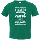 Bible Verse Toddler Jersey T-Shirt - "Psalm 119:105" Design 17 (White Font) - Meditate Healing Christian Store