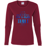 Bible Verse Ladies' Cotton Long Sleeve T-Shirt - "Psalm 61:2" Design 11 - Meditate Healing Christian Store