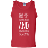Bible Verse Men 100% Cotton Tank Top - "Psalm 119:105" Design 19 (White Font) - Meditate Healing Christian Store