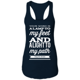 Bible Verse Ladies Ideal Racerback Tank - "Psalm 119:105" Design 15 (White Font) - Meditate Healing Christian Store