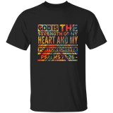 Bible Verse Men 5.3 oz. T-Shirt - "Psalm 73:26" Design 5 - Meditate Healing Christian Store