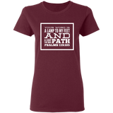 Bible Verse Ladies' 5.3 oz. T-Shirt - "Psalm 119:105" Design 13 (White Font) - Meditate Healing Christian Store