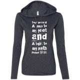 Bible Verse Ladies' Long Sleeve T-Shirt Hoodie - "Psalm 119:105" Design 6 (White Font) - Meditate Healing Christian Store
