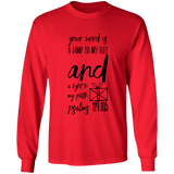 Bible Verse Long Sleeve  Ultra Cotton T-Shirt - "Psalm 119:105" Design 18 (Black Font) - Meditate Healing Christian Store