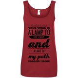 Bible Verses Ladies' 100% Ringspun Cotton Tank Top - "Psalm 119:105" Design 17 (Black Font) - Meditate Healing Christian Store