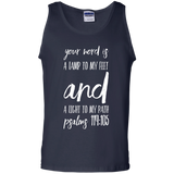 Bible Verse Men 100% Cotton Tank Top - "Psalm 119:105" Design 9 (White Font) - Meditate Healing Christian Store