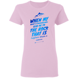 Bible Verses Ladies' 5.3 oz. T-Shirt - "Psalm 61:2" Design 14 - Meditate Healing Christian Store