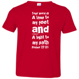 Bible Verse Toddler Jersey T-Shirt - "Psalm 119:105" Design 6 (White Font) - Meditate Healing Christian Store
