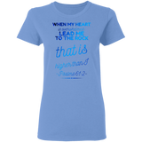 Bible Verses Ladies' 5.3 oz. T-Shirt - "Psalm 61:2" Design 18 - Meditate Healing Christian Store