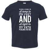 Bible Verse Toddler Jersey T-Shirt - "Psalm 119:105" Design 3 (White Font) - Meditate Healing Christian Store